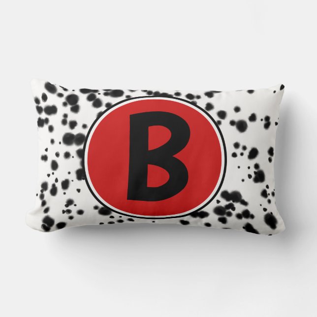 Coussin Rectangle Taches dalmates noires blanches rouges (Recto)