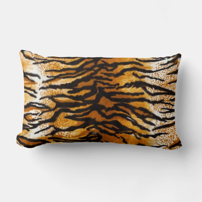 Coussin Rectangle Tan & Gold Tiger Imprimer Lombage Lame (Recto)
