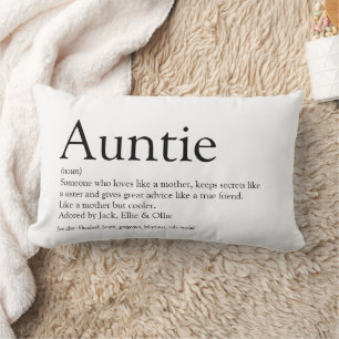 Coussin Rectangle Tante préférée, Tatie Définition Noir et Blanc