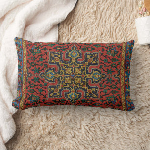 Coussin Rectangle Tapis Persan Rouge Bleu Classique