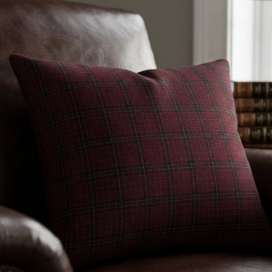 Coussin Rectangle Tartan Bourgogne Élégant