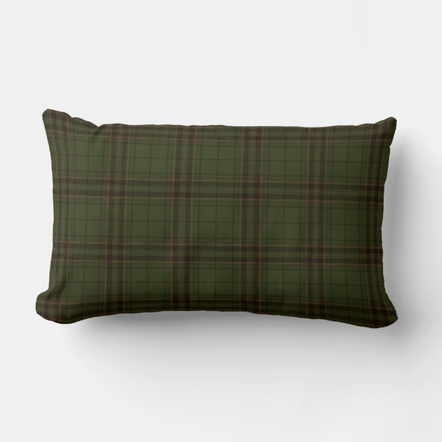 Coussin Rectangle Tartan écossais Brown noir vert foncé (Recto)