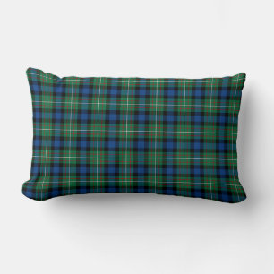 Coussin Rectangle Tartan vert clair et bleu de clan de Ferguson