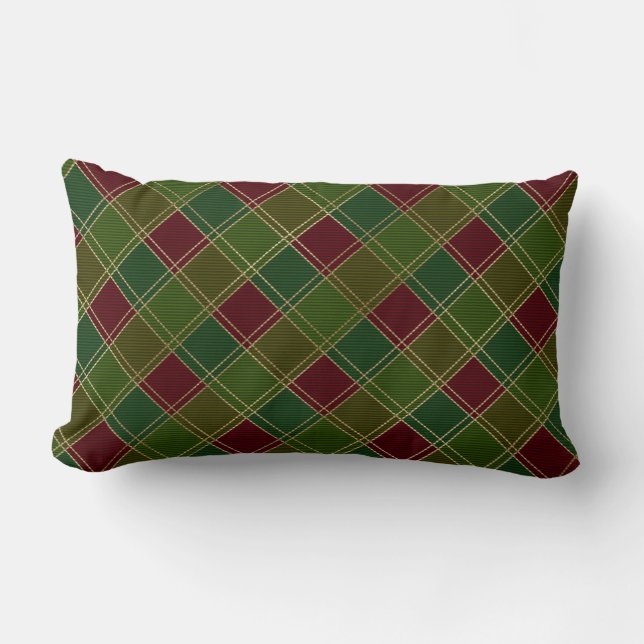 Coussin Rectangle Tartan vert rouge (Recto)