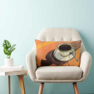 Coussin Rectangle Tasse de café vintage, soucoupe, cuillère, diner r