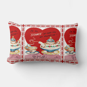 Coussin Rectangle Tasse de thé et théière de Saint Valentin
