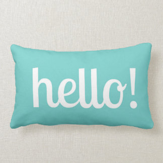 Coussin Rectangle Teal bonjour et carreau rayé
