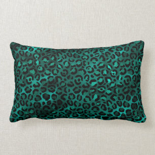 Coussin Rectangle Teal et Gold Série Léopard Design 5