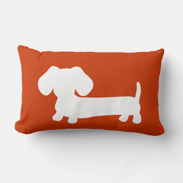 Coussin Rectangle Teckel blanc avec sur l'orange (Recto)