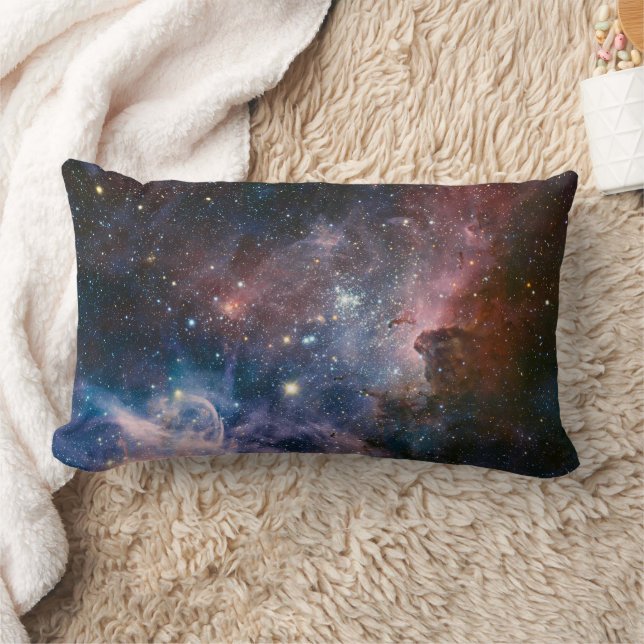 Coussin Rectangle Télescope Nebula Hubble Carina Rouge et Bleu (Couverture)