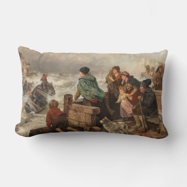 Coussin Rectangle Tempête sur la côte (par Rudolf Jordan) (Recto)
