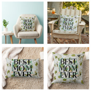 Coussin Rectangle Tendance Meilleure Maman Blanc Floral Moderne