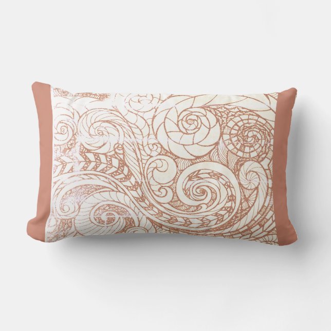 Coussin Rectangle Terracotta Botanical Swirl (Recto)