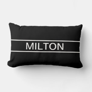Coussin Rectangle Texte personnalisable   Bold Modern Black & White