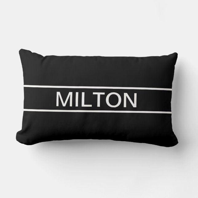 Coussin Rectangle Texte personnalisable | Bold Modern Black & White (Recto)