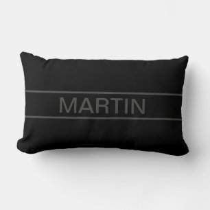 Coussin Rectangle Texte personnalisable   Gras moderne noir et gris 