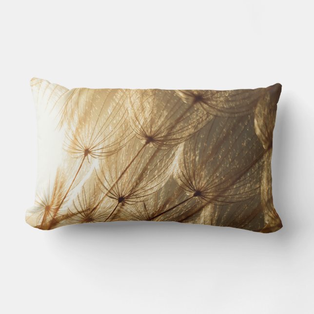 Coussin Rectangle textile floral blanc et brun (Recto)