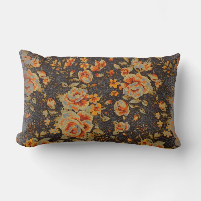 Coussin Rectangle texture Abstraite de la ligne de crayon floral (Recto)