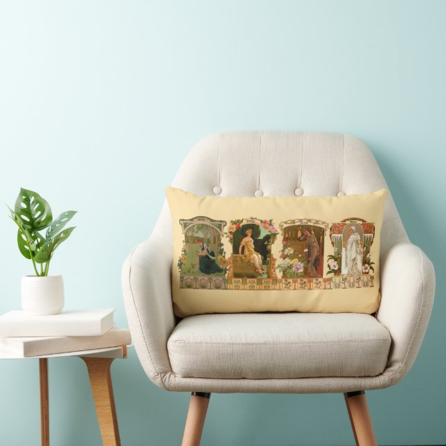 Coussin Rectangle The Seasons Art Nouveau by Sonrel. (Chaise)