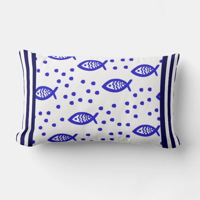 Coussin Rectangle Thème marin Eléments nautiques Poissons Boules de  (Recto)