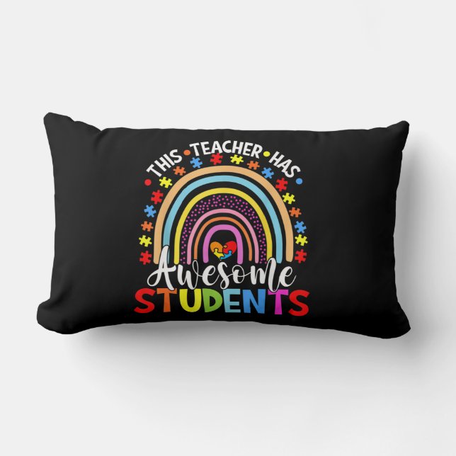 Coussin Rectangle This Teacher Has Awesome Students Rainbow Autism A (Recto)