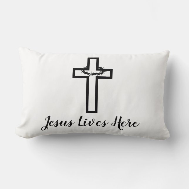 Coussin Rectangle Thorn Cross Jésus Vit Ici Jeter (Recto)