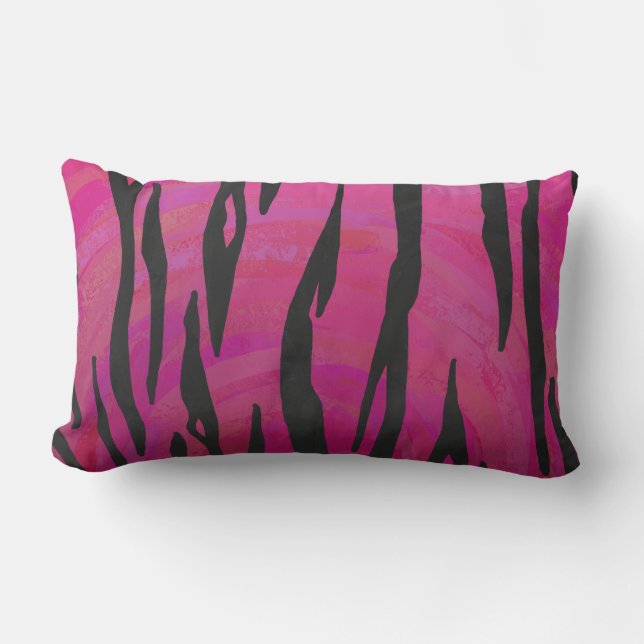 Coussin Rectangle Tiger rose chaud et noir (Recto)