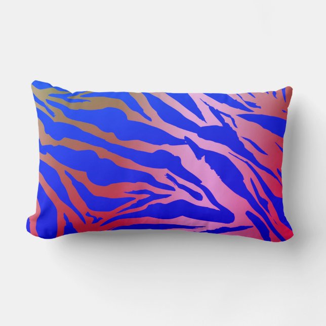 Coussin Rectangle Tigre Bleu et rose Imprimer Luminaire Lombage (Recto)