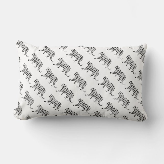 Coussin Rectangle Tigre de silhouette noir et blanc (Recto)