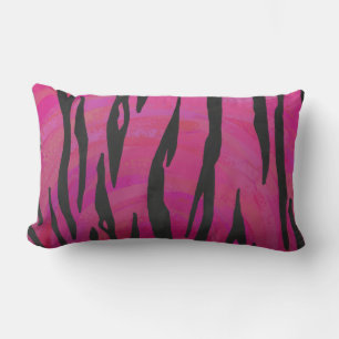 Coussin Rectangle Tigre Imprimé Rose Chaud et Noir