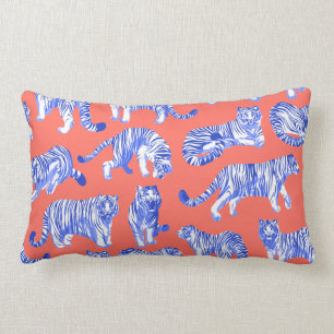 Coussin Rectangle Tigres à rayures bleues
