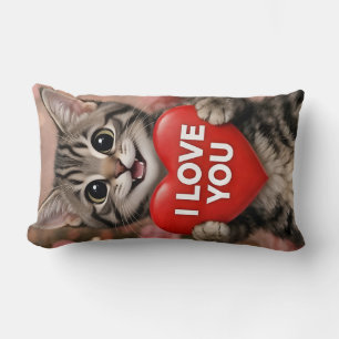 Coussin Rectangle Tinsel le chaton de Noël "Je t'aime"