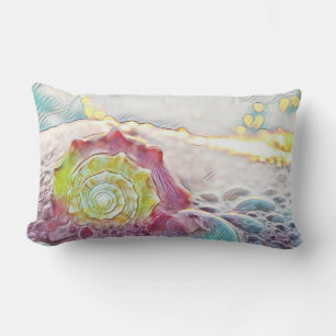 Coussin Rectangle Tirage vintage Coquille rose jaune