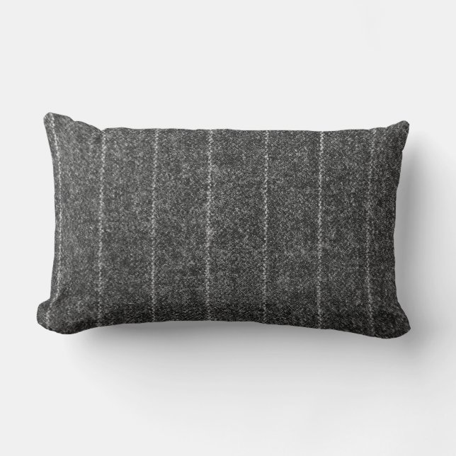 Coussin Rectangle Tissu noir gris rayé gris gris rayé (Recto)