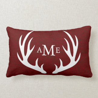 Coussin Rectangle Toile de jute rouge rustique de cerfs communs de