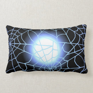 Coussin Rectangle Toiles d'araignée bleues contre une Pleine lune