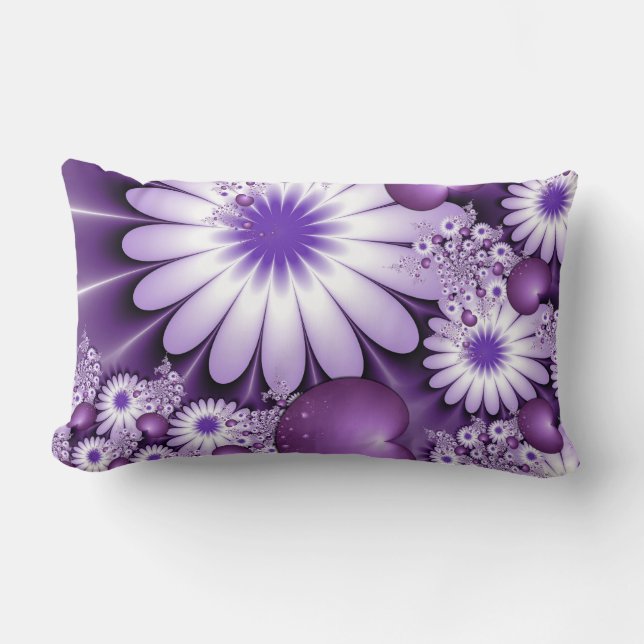 Coussin Rectangle Tomber dans l'amour Fleurs Abstraites et Coeurs Fr (Recto)
