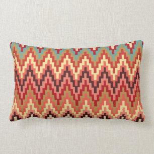 Coussin Rectangle Tons Terre Ikat Chevron Zig Zag Stripes Motif