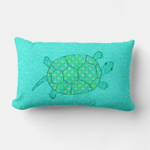 Coussin Rectangle Tortue tourbée arabesque - nuances de vert