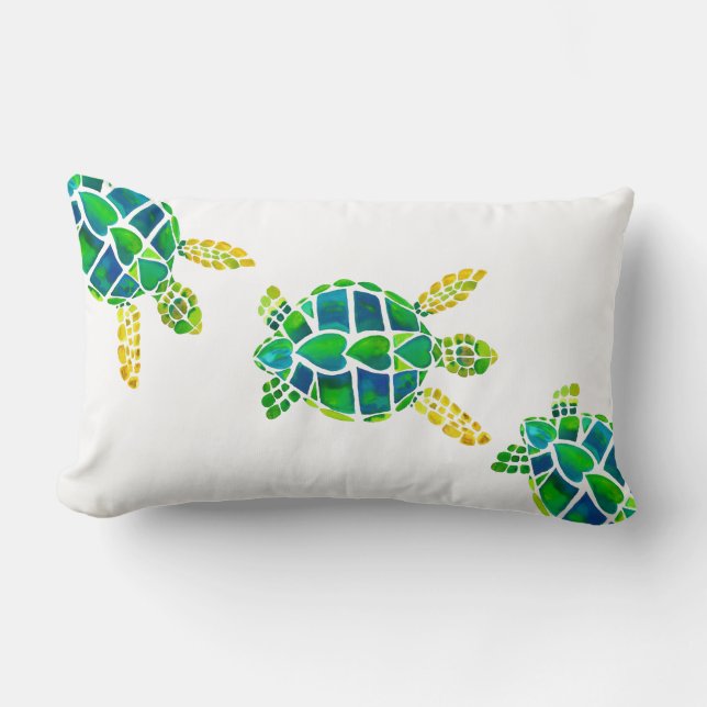 Coussin Rectangle Tortues de mer de bébé de natation (Recto)
