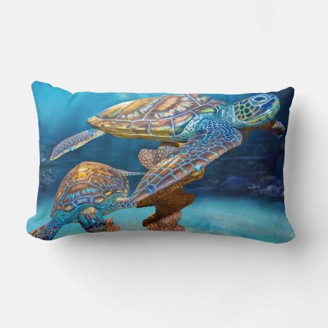 Coussin Rectangle Tortues marines (Recto)