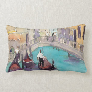 Coussin Rectangle Tour de gondole de Venise d'aquarelle des