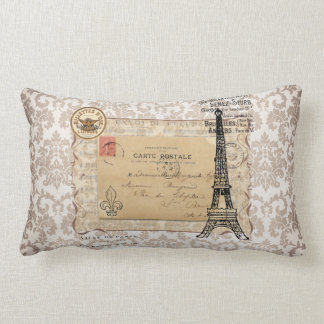 Coussin Rectangle Tour Eiffel chic minable vintage de Paris