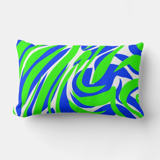 Coussin Rectangle Tourbillon abstrait bleu et vert (Recto)