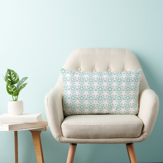 Coussin Rectangle Tourbillons de jade et de bleu (Chaise)