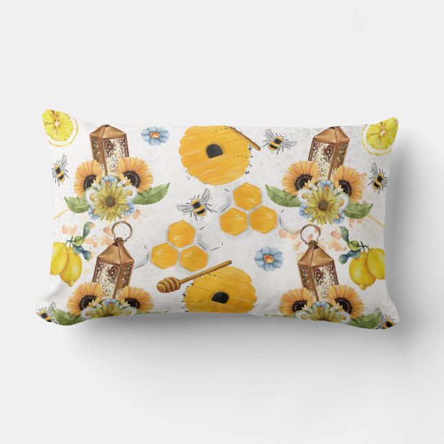 Coussin Rectangle Tournesol de Garden Bee (Recto)