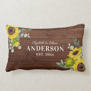 Coussin Rectangle Tournesol en bois rustique M. Mme Newlysée Oreille