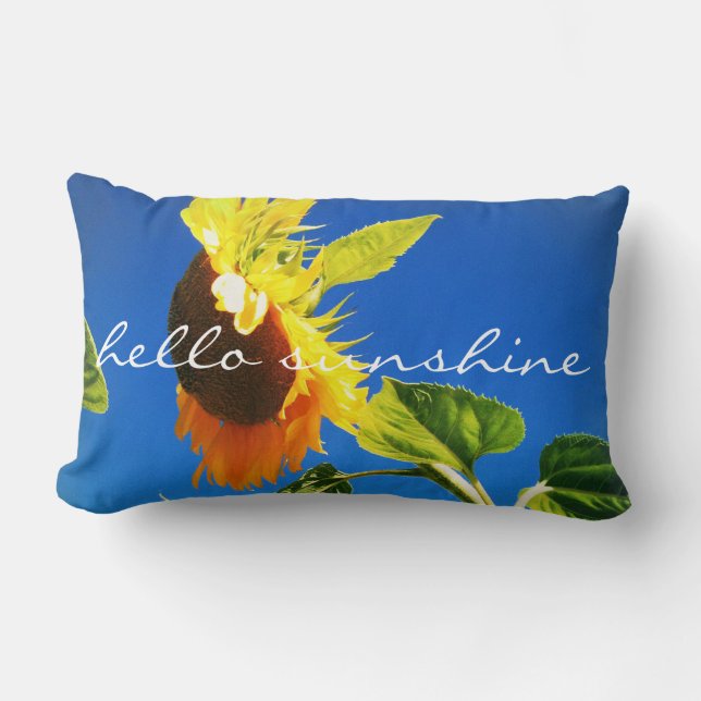 Coussin Rectangle Tournesol Jaune Gras Photo Hello Sunshine Script (Recto)