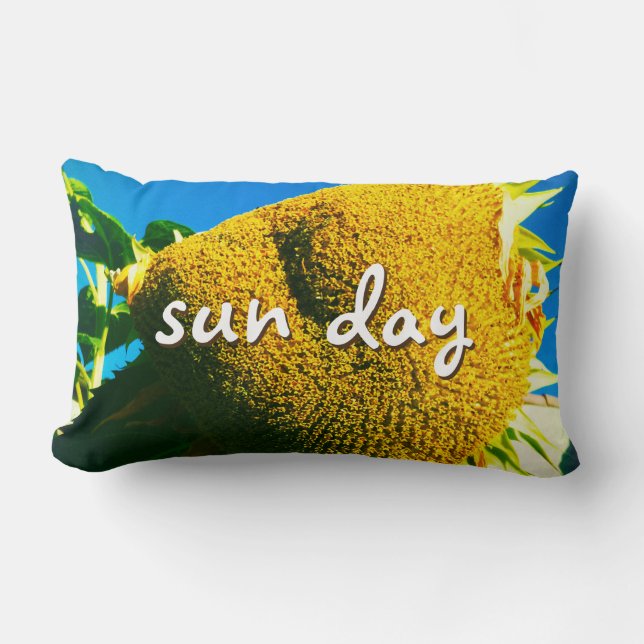 Coussin Rectangle Tournesol Jaune Photo Jour Soleil Script Bold Mode (Recto)