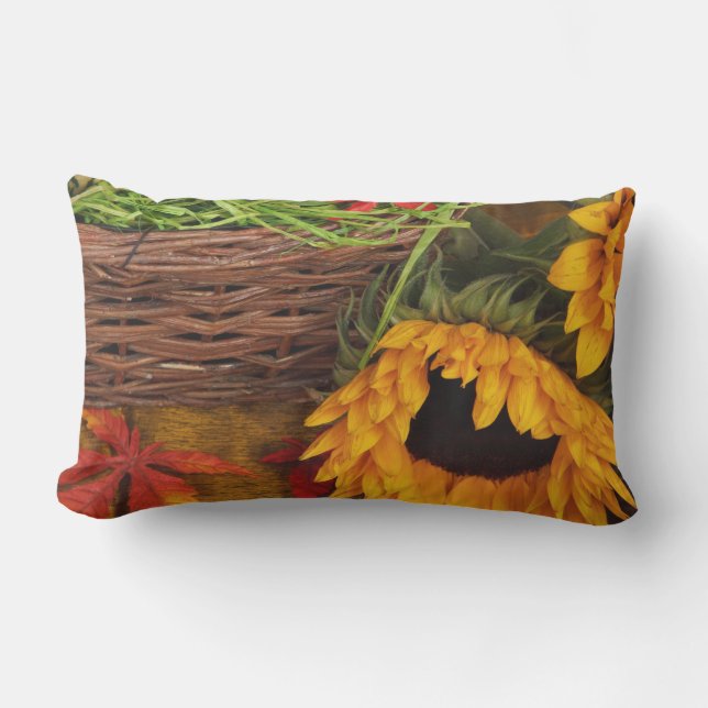 Coussin Rectangle Tournesols de récolte de chute (Recto)